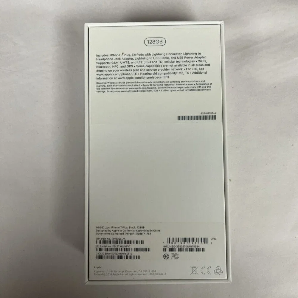 Apple iPhone 7 Plus Empty Original Retail Box 32GB - EMPTY BLACK - BOX ONLY